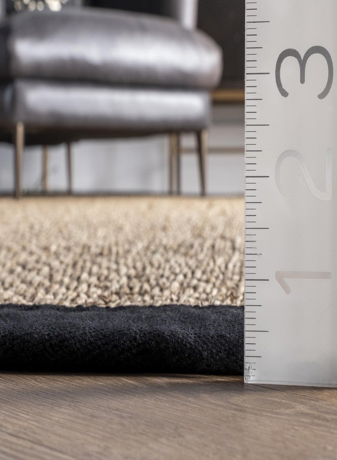 nuLOOM 3x5 Elijah Seagrass Area Rug, Black, Solid Farmhouse Style, Cotton Bordered, Basketweave, Natural Fiber, For Bedroom, Dining Room, Living Room, Hallway, Office, Kitchen, Entryway - Image 3
